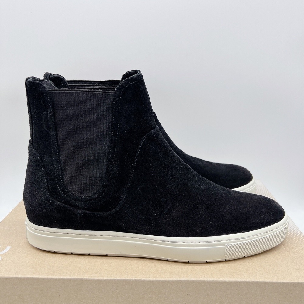 Vince Nira Ankle Chelsea Boots Bootie Sneaker Black Suede Water Repellent US 9.5 - Picture 6 of 13